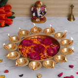 Load image into Gallery viewer, Webelkart Round Flower Decorative Urli Bowl for Home Beautiful Handcrafted Bowl for Floating Flowers and Tea Light Candles Home ,Office and Table Decor| Diwali Decoration Items for Home ( 14 Inches)