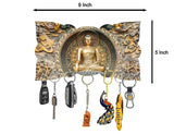 Load image into Gallery viewer, Webelkart Premium Printed Sitting &quot; Gautam Buddha&quot; Wooden Key Holder for Home and Office Decor| Keychain Holder for Home (9 Inches , 7 Hooks)