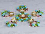 Load image into Gallery viewer, Webelkart Designer Unique Set of 5 Tealight Candle Holder for Home Decor, Mosaic Glass, Balcony Decoration Items Outdoor, Balcony Decor,Candle Stand,Flowers ( Pack of 5 , 9.5 x 6.5 Inches)