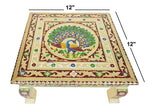 Load image into Gallery viewer, JaipurCrafts Wood Pooja Chowki (12 x 12 x 4 inch, Multicolour) Patla