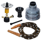गैलरी व्यूवर में इमेज लोड करें, JaipurCrafts Premium Designer Black Tanki Wood Style Glass, Iron Hookah Set ( 13 Inch, Black)