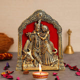 गैलरी व्यूवर में इमेज लोड करें, Webelkart Premium Metal Radha Krishna Idol Statue Wall Hanging for Home and Office Decor| Radha Krishna murti for Home Decor ( 7 x 8 Inches, Gold
