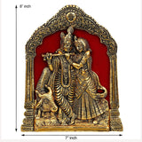 Load image into Gallery viewer, Webelkart Premium Metal Radha Krishna Idol Statue Wall Hanging for Home and Office Decor| Radha Krishna murti for Home Decor ( 7 x 8 Inches, Gold