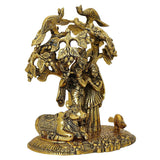 गैलरी व्यूवर में इमेज लोड करें, JaipurCrafts Premium Radha Krishna &amp; Kamdhenu Cow Kalpvriksha Tree Showpiece - 22 cm (Aluminum, Golden)