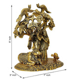 Load image into Gallery viewer, JaipurCrafts Premium Radha Krishna &amp; Kamdhenu Cow Kalpvriksha Tree Showpiece - 22 cm (Aluminum, Golden)