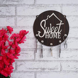Load image into Gallery viewer, Webelkart Premium &quot; Sweet Home&quot; Wooden Key Holder for Home and Office Decor with Free 2 Heart Shape Keychains for Keys (5 Hooks , Brown)