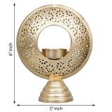 Load image into Gallery viewer, Webelkart®️ Premium Handcrafted Hurricane Metal Tealight Candle Holder (Gold) for Home and Office Decor | Table Tealight Holder (Set of 2, 6 Inches)