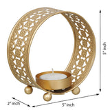 Load image into Gallery viewer, Webelkart®️ Premium Handcrafted Ring Shape Table Tealight Candle Holder for Home and Festival Decor with Bonus tealight (5 Inches, Gold)