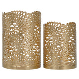 गैलरी व्यूवर में इमेज लोड करें, Webelkart®️ Premium Iron Handmade Metal Tealight Candle Holder with Flower Cut Design for Home, Living Room and Table Decor ( Set of 2 , Gold)