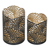 Load image into Gallery viewer, Webelkart®️ Premium Iron Handmade Metal Tealight Candle Holder with Flower Cut Design (Black) for Home, Living Room and Table Decor ( Set of 2 , Iron)