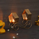 गैलरी व्यूवर में इमेज लोड करें, Webelkart®️ Premium Bullock Cart/Trolley Shape Tealight Candle Holder for Home and Office Decor with Free Tealight Candle for Decorations - 7.5 Inches ( Gold, Iron)