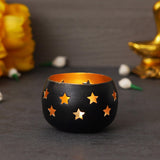 गैलरी व्यूवर में इमेज लोड करें, Webelkart®️ Premium Metal Star Tealight Candle Holder for Home and Office Decor| Metal Tealight Holder for Decorations (3 inches, Black)