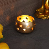 गैलरी व्यूवर में इमेज लोड करें, Webelkart®️ Premium Metal Star Tealight Candle Holder for Home and Office Decor| Metal Tealight Holder for Decorations (3 inches, Gold)