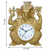 गैलरी व्यूवर में इमेज लोड करें, Webelkart Premium Pagdi Ganesha Analog Wall Clock for Home and Office Decor (12 Inches, Gold)