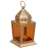 Load image into Gallery viewer, Webelkart Premium Moroccan Gold, Orange Color Metal Iron Lantern Tea Light Holder ( Orange, 6.5 in)