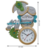 Load image into Gallery viewer, Webelkart Premium Krishna Playing Flute Unique Style Plastic Analog Wall Clock for Home and Office Decor| Wall Clock for Living Room( 18.5 in, Silver and Blue)