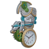 गैलरी व्यूवर में इमेज लोड करें, Webelkart Premium Krishna Playing Flute Unique Style Plastic Analog Wall Clock for Home and Office Decor| Wall Clock for Living Room( 18.5 in, Silver and Blue)
