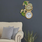 Load image into Gallery viewer, Webelkart Premium Krishna Playing Flute Unique Style Plastic Analog Wall Clock for Home and Office Decor| Wall Clock for Living Room( 18.5 in, Gold and Green )
