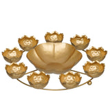 Load image into Gallery viewer, JaipurCrafts Premium 9 Lotus Diya Shape urli Bowl for Home and Pooja Decorations| Urli tealight Candle Holder for Home and Office Decor (12 Inches,Gold)