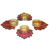 Load image into Gallery viewer, JaipurCrafts Premium Set of 4 Lotus Shape Tealight Candle Holder for Home and Office Decor | tealight Candle Holder for Diwali Decorations | Diwali Candles for Decorations Pack of 4 , 3 Inches