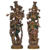 Load image into Gallery viewer, Webelkart Premium Bronze Large Radha Krishna Idol Showpiece for Home and Pooja Decor - 14 x 5 x 3 inches, Bronze