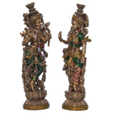 गैलरी व्यूवर में इमेज लोड करें, Webelkart Premium Bronze Large Radha Krishna Idol Showpiece for Home and Pooja Decor - 14 x 5 x 3 inches, Bronze