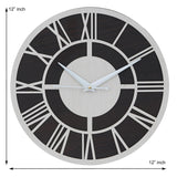 गैलरी व्यूवर में इमेज लोड करें, Webelkart Roman Beautiful Round Wood Wall Clock Without Glass (12 Inch x 12 Inch, Ivory,Black)